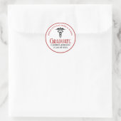 Sticker Rond Red Black Médicale School Custom Graduation Party (Sac)