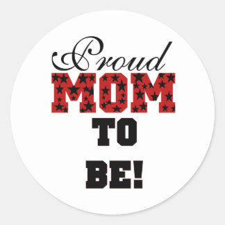 Sticker Rond Red/Black Star Texte Fier Maman d'être