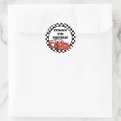 Sticker Rond Red Black White Race Car fête d'anniversaire (Sac)