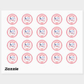 Sticker Rond Red Blue Baseball Girl Boy Birthday Party (Feuille)