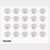 Sticker Rond Red Blue Confetti Graduation 2024 (Feuille)