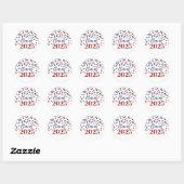 Sticker Rond Red Blue Confetti Graduation 2025 (Feuille)