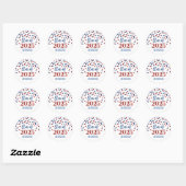 Sticker Rond Red Blue Confetti Graduation 2025 (Feuille)