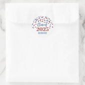 Sticker Rond Red Blue Confetti Graduation 2025 (Sac)