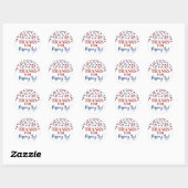 Sticker Rond Red Blue Confetti Merci pour Popping By (Feuille)