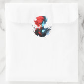 Sticker Rond Red Blue Fire Ice Comic Style Anime Girl (Sac)