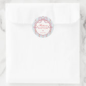 Sticker Rond Red & Blue Vintage Fancy Floral Baptism Seal (Sac)