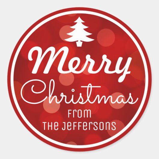 Sticker Rond Red Bokeh Arrière - plan Custom Christmas (Devant)