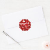 Sticker Rond Red Bokeh Arrière - plan Custom Christmas (Enveloppe)