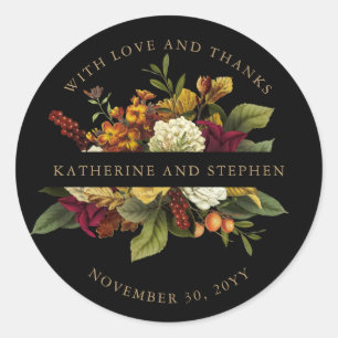 Sticker Rond Red   Bouquet Floral Orange avec amour et merci
