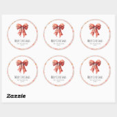 Sticker Rond Red Bow Coquette Élégant Noël Floral (Feuille)