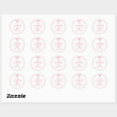 Sticker Rond Red Bow Hearts Valentines Baby Shower (Feuille)