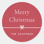 Sticker Rond Red | Bow moderne Simple minimaliste Noël (Devant)