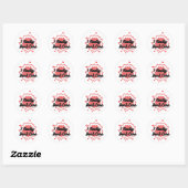 Sticker Rond Red Bright Logo Graphic Design Je ne m'en soucie v (Feuille)