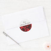 Sticker Rond Red Brown Damask Personnalisé Nom Mariage Inviter (Enveloppe)
