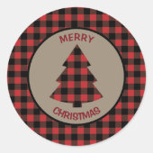 Sticker Rond Red Buffalo Plaid Bordure Arbre de Noël (Devant)