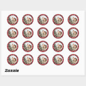Sticker Rond Red Buffalo Plaid Christmas Retours Adresse Étique (Feuille)