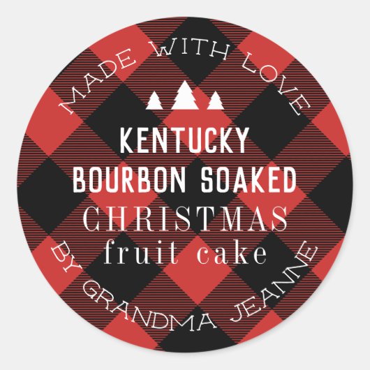 Sticker Rond Red Buffalo Plaid Christmas Tree Cadeau (Devant)
