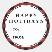 Sticker Rond Red Buffalo Plaid Motif Christmas Nom du cadeau (Devant)
