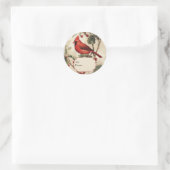 Sticker Rond Red Cardinal & Holly Personalized To and From (Sac)