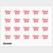 Sticker Rond Red Cheers Y'all (Feuille)