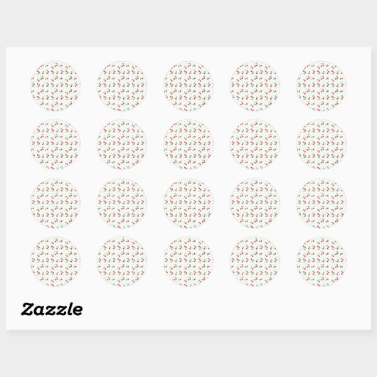 Sticker Rond Red cherries pattern (Feuille)