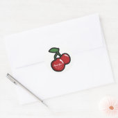 Sticker Rond Red Cherries White Custom Party Favoriser (Enveloppe)