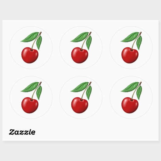 Sticker Rond Red Cherry (Feuille)