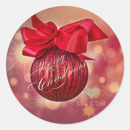 Sticker Rond Red Christmas Balls Bokeh Company (Devant)