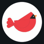 Sticker Rond Red Christmas Cardinal Bird<br><div class="desc">Un simple oiseau cardinal d'hiver. Parfait pour Noël,  ou seulement les vacances d'hiver.</div>