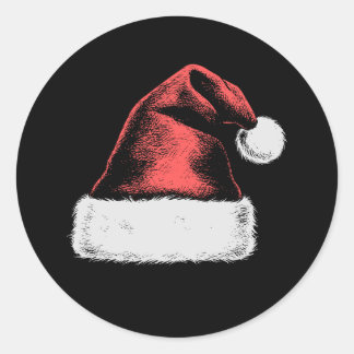Sticker Rond Red Christmas Hat