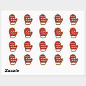 Sticker Rond Red Christmas Mitten Sucre Cookie Vacances hiver (Feuille)