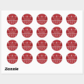 Sticker Rond Red Christmas Reindeer Custom Holiday Party (Feuille)