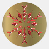 Sticker Rond Red Christmas Stars on Gold (Devant)