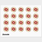 Sticker Rond Red Circle Double Bonheur Gold Mariage chinois (Feuille)