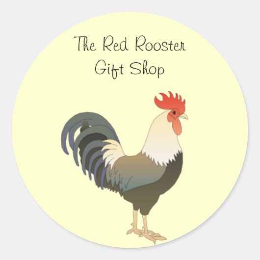 Sticker Rond Red Compostelle Rooster Farm Animal Nom d'entrepri (Devant)
