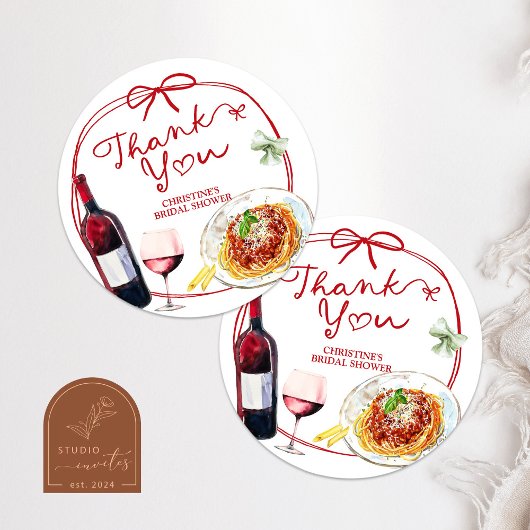 Sticker Rond Red Coquette Bow That's Amore