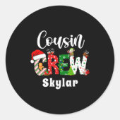 Sticker Rond Red Cousin Crew Christmas Retro (Devant)