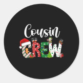 Sticker Rond Red Cousin Crew Christmas Retro (Devant)