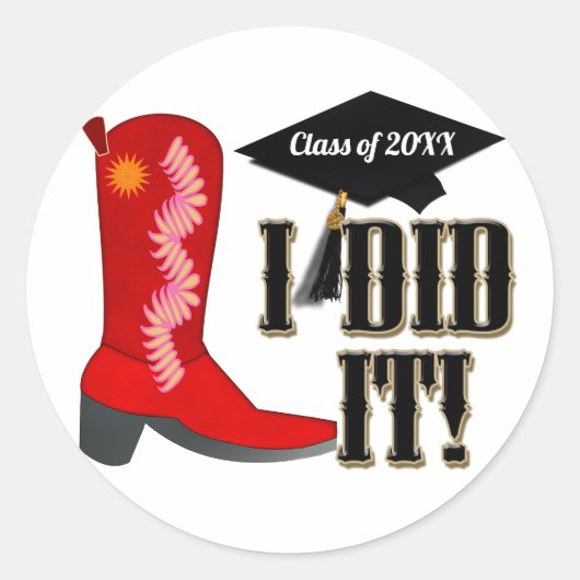 Sticker Rond Red Cowboy Boot Graduation (Devant)