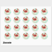 Sticker Rond Red Crab Elegant Beach Party Fiançailles Favoriser (Feuille)