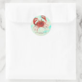 Sticker Rond Red Crab Elegant Beach Party Fiançailles Favoriser (Sac)