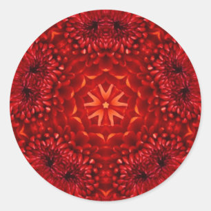 Sticker Rond RED DAHLIA Abstrait Floral