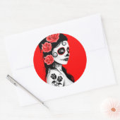 Sticker Rond Red day of the Dead Sugar Skull (Enveloppe)