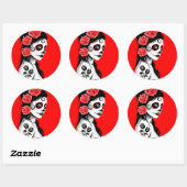 Sticker Rond Red day of the Dead Sugar Skull (Feuille)