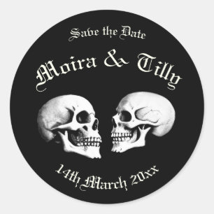 Sticker Rond Red Death Dancing Skeletons Mariage gothique