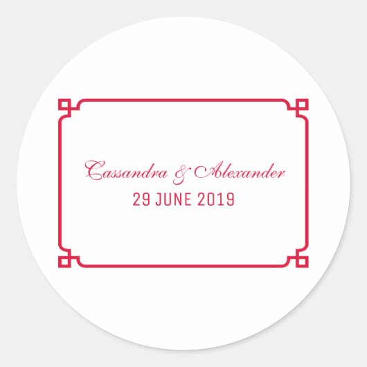 Sticker Rond Red Deco Chic Mariage (Devant)