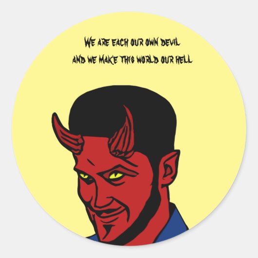 Sticker Rond Red Devil Demon Man Lucifer Horror Goth Art (Devant)