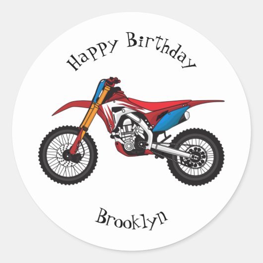 Sticker Rond Red dirt bike motorcycle (Devant)