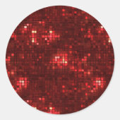 Sticker Rond Red Disco Style Squares Valentine Pattern (Devant)